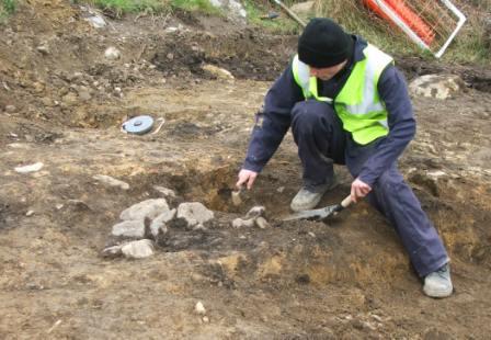 Burnt mound under excavation April 2008